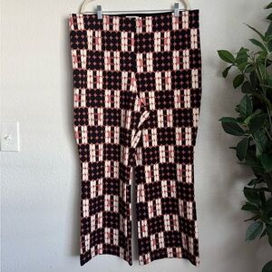 Anthropologie Maeve The Margot Kick Flare Printed Pull On Crop Pant Preppy Artsy